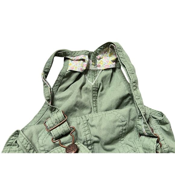Oshkosh Girl's 5T Sage Green Cotton Overalls w/ Floral print pattern accent - Picture 5 of 7